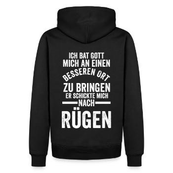 Ostsee Rügen - Männer Premium Bio Hoodie - Schwarz - Hinten - Nico (187cm)