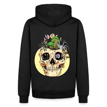 Horror Halloween Spinne Totenkopf Herbst Pilze - Männer Premium Bio Hoodie - Schwarz - Hinten - Nico (187cm)