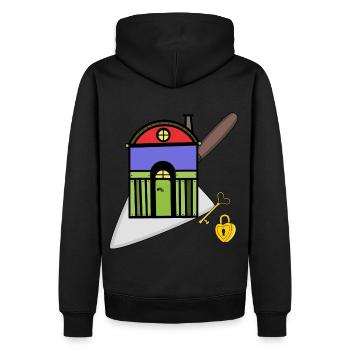 Maurerkelle Handwerker Haus Hütte Bauherr bauen - Männer Premium Bio Hoodie - Schwarz - Hinten - Nico (187cm)