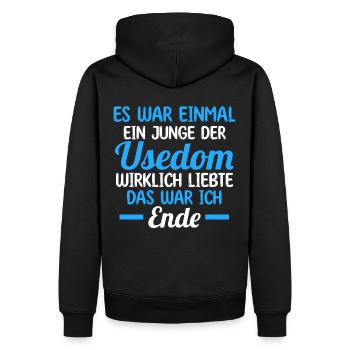 Ostsee Usedom - Männer Premium Bio Hoodie - Schwarz - Hinten - Nico (187cm)