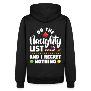 Auf der Ungezogenenliste und ich bereue nichts - Männer Premium Bio Hoodie - Schwarz - Hinten - Nico (187cm)