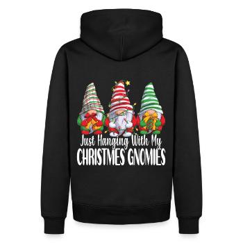 Just Hanging With My Christmas Gnomies Weihnachten - Männer Premium Bio Hoodie - Schwarz - Hinten - Nico (187cm)
