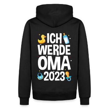 Großmutter 2023 Schwanger Werdende Oma - Männer Premium Bio Hoodie - Schwarz - Hinten - Nico (187cm)