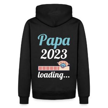 Vater 2023 Schwanger Werdender Papa - Männer Premium Bio Hoodie - Schwarz - Hinten - Nico (187cm)