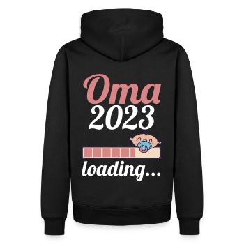 Großmutter 2023 Schwanger Werdende Oma - Männer Premium Bio Hoodie - Schwarz - Hinten - Nico (187cm)