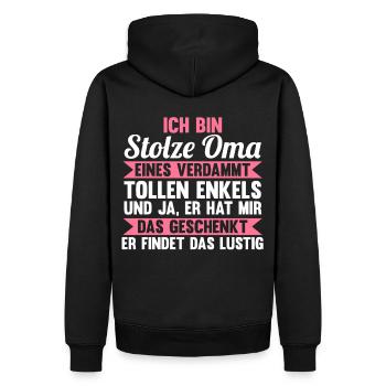 Großmutter Großmama Omi Oma - Männer Premium Bio Hoodie - Schwarz - Hinten - Nico (187cm)