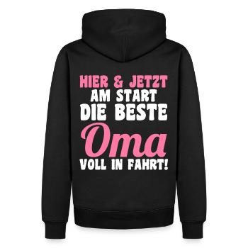 Großmutter Großmama Omi Oma - Männer Premium Bio Hoodie - Schwarz - Hinten - Nico (187cm)