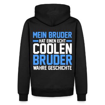 Geschwister Familie Brüder Bruder - Männer Premium Bio Hoodie - Schwarz - Hinten - Nico (187cm)