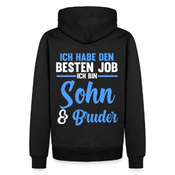 Geschwister Familie Brüder Bruder - Männer Premium Bio Hoodie - Schwarz - Hinten - Nico (187cm)