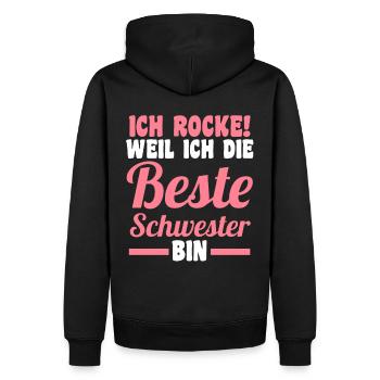 Beste Schwester - Männer Premium Bio Hoodie - Schwarz - Hinten - Nico (187cm)