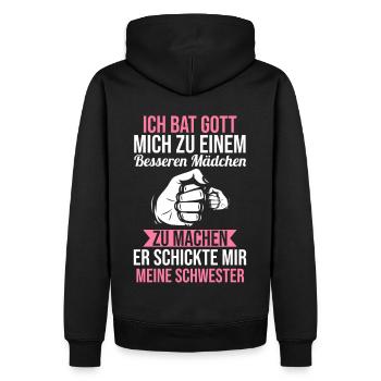 Geschwister Familie Schwestern Schwester - Männer Premium Bio Hoodie - Schwarz - Hinten - Nico (187cm)