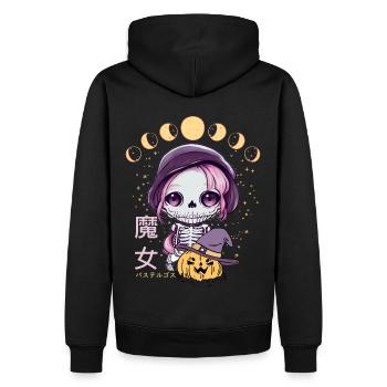 Kawaii Skelett Pastell Goth Chibi Anime Moon Phase - Männer Premium Bio Hoodie - Schwarz - Hinten - Nico (187cm)