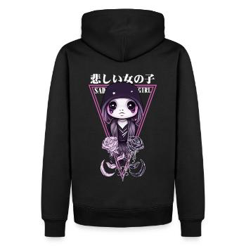 Kawaii trauriges Mädchen Chibi Japanisch Gothic Pa - Männer Premium Bio Hoodie - Schwarz - Hinten - Nico (187cm)