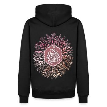 Couronne de Pâques, Aquarelle, Joyeuses Pâques, Calligraphie - Sweat à capuche Premium bio Homme - noir - Dos - Nico (187cm)