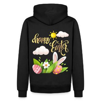 Calligraphie joyeuse-pascale, oeuf de Pâques, joyeuses Pâques - Sweat à capuche Premium bio Homme - noir - Dos - Nico (187cm)