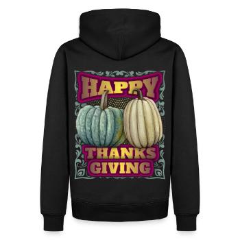 Thanksgiving vintage, Joyeux Thanksgiving - Sweat à capuche Premium bio Homme - noir - Dos - Nico (187cm)