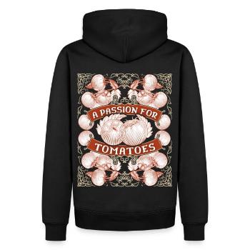 Tomaten Züchter, Gemüsegarten, Spruch Gärtner - Männer Premium Bio Hoodie - Schwarz - Hinten - Nico (187cm)