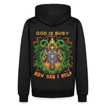 Baphomet, okkulte Gottheit, Illuminaten - Männer Premium Bio Hoodie - Schwarz - Hinten - Nico (187cm)