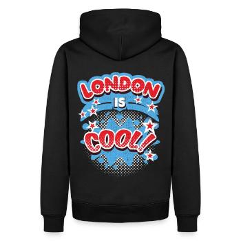 London England, Grossbritannien Spruch London-Cool - Männer Premium Bio Hoodie - Schwarz - Hinten - Nico (187cm)
