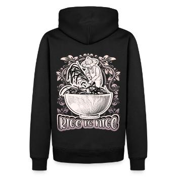 Riz, bol de riz, riziculteur, disant - Sweat à capuche Premium bio Homme - noir - Dos - Nico (187cm)