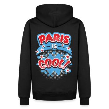 Paris-France, Ville-Paris, France Dicton - Sweat à capuche Premium bio Homme - noir - Dos - Nico (187cm)