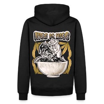 Riziculteur avec bol de riz, disant riz - Sweat à capuche Premium bio Homme - noir - Dos - Nico (187cm)