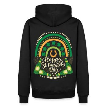 Buveur de bière de la Saint-Patrick, Irlandais, Arc-en-ciel - Sweat à capuche Premium bio Homme - noir - Dos - Nico (187cm)