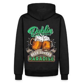 Irland, Dublin, St-Patricks-Day Biertrinker Spruch - Männer Premium Bio Hoodie - Schwarz - Hinten - Nico (187cm)