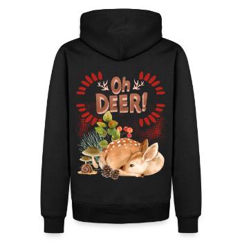 Chevreuil Bambi fauve dans la forêt drôle de dicton, jeu de mots - Sweat à capuche Premium bio Homme - noir - Dos - Nico (187cm)