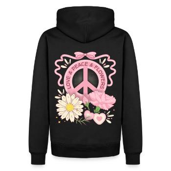 Symbole de paix Signe de paix, Amour-Paix-Fleurs - Sweat à capuche Premium bio Homme - noir - Dos - Nico (187cm)