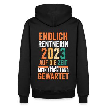 Pension 2023 Pensionärin Ruhestand Rentnerin Rente - Männer Premium Bio Hoodie - Schwarz - Hinten - Nico (187cm)