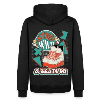 Patinage rétro, patinage sur glace, patinage sur glace - Sweat à capuche Premium bio Homme - noir - Dos - Nico (187cm)