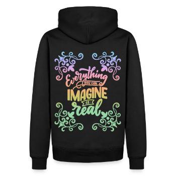 Motivational saying, inspiring, rainbow - Men’s Premium Organic Hoodie - black - Back - Nico (187cm)