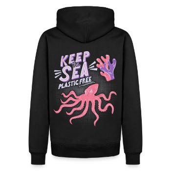 Océan, Mer, Poulpe, Conservation marine - Sweat à capuche Premium bio Homme - noir - Dos - Nico (187cm)