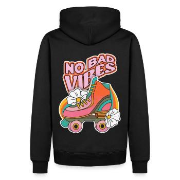Roller skates, roller skating, 70s design - Men’s Premium Organic Hoodie - black - Back - Nico (187cm)