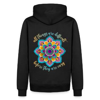 Mandala motivation, dicton motivationnel, dire - Sweat à capuche Premium bio Homme - noir - Dos - Nico (187cm)