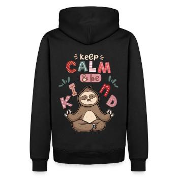 Yoga, Yoga-Faultier, Yoga-Sloth, Keep-Calm, Spruch - Männer Premium Bio Hoodie - Schwarz - Hinten - Nico (187cm)