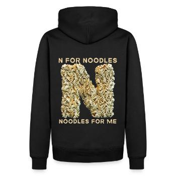 Nouilles, pâtes, drôle de dicton, quota de nouilles - Sweat à capuche Premium bio Homme - noir - Dos - Nico (187cm)