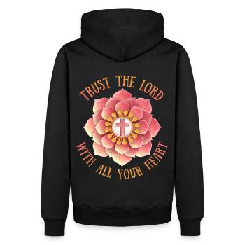Jésus-Christ avec mandala 3D, dicton chrétien - Sweat à capuche Premium bio Homme - noir - Dos - Nico (187cm)