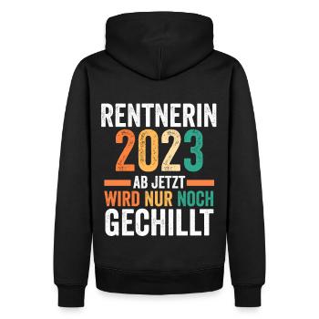 Rente 2023 Pension Pensionärin Ruhestand Rentnerin - Männer Premium Bio Hoodie - Schwarz - Hinten - Nico (187cm)