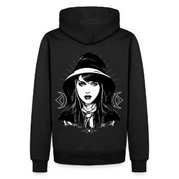 Dorf Witch okkult Wicca Mädchen Hexerei - Männer Premium Bio Hoodie - Schwarz - Hinten - Nico (187cm)