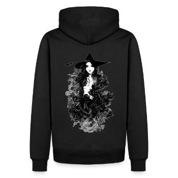 Hexenporträt Schöne Wicca Frau okkulte Gemälde - Männer Premium Bio Hoodie - Schwarz - Hinten - Nico (187cm)