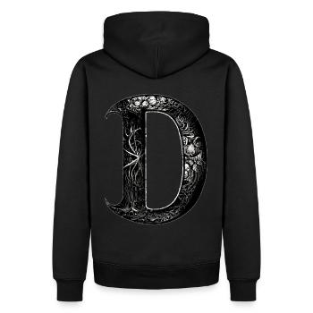 Brief d Monogramm Kalligraphie Gothic Witch WiccaA - Männer Premium Bio Hoodie - Schwarz - Hinten - Nico (187cm)