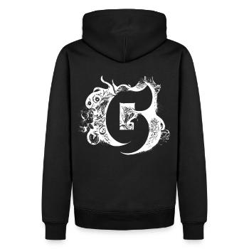 Buchstabe G Monogramm Hand gezeichnet Typografie G - Männer Premium Bio Hoodie - Schwarz - Hinten - Nico (187cm)