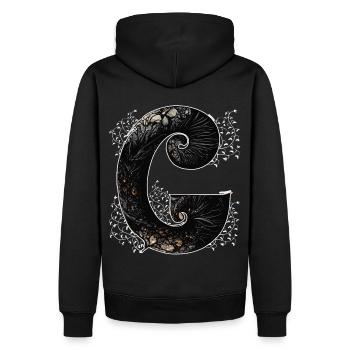 G Monogramm Alphabet Schriftzug Hand gezeichnet Go - Männer Premium Bio Hoodie - Schwarz - Hinten - Nico (187cm)