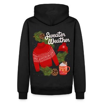 Sweater-Weather, lustiger Spruch, Winter, Pullover - Männer Premium Bio Hoodie - Schwarz - Hinten - Nico (187cm)