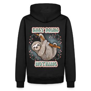 Paresse, Paresse, drôle de dire Ne rien faire - Sweat à capuche Premium bio Homme - noir - Dos - Nico (187cm)