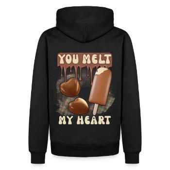 Chocolate Valentine's Day, Chocolate ice cream, couples couples - Men’s Premium Organic Hoodie - black - Back - Nico (187cm)