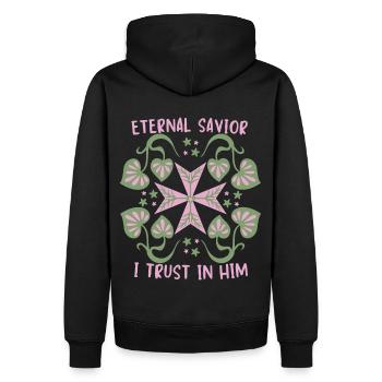 Jésus-Christ, Jésus Croix de Malte Disant - Sweat à capuche Premium bio Homme - noir - Dos - Nico (187cm)
