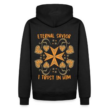 Jésus-Christ, Jésus Croix de Malte Disant - Sweat à capuche Premium bio Homme - noir - Dos - Nico (187cm)